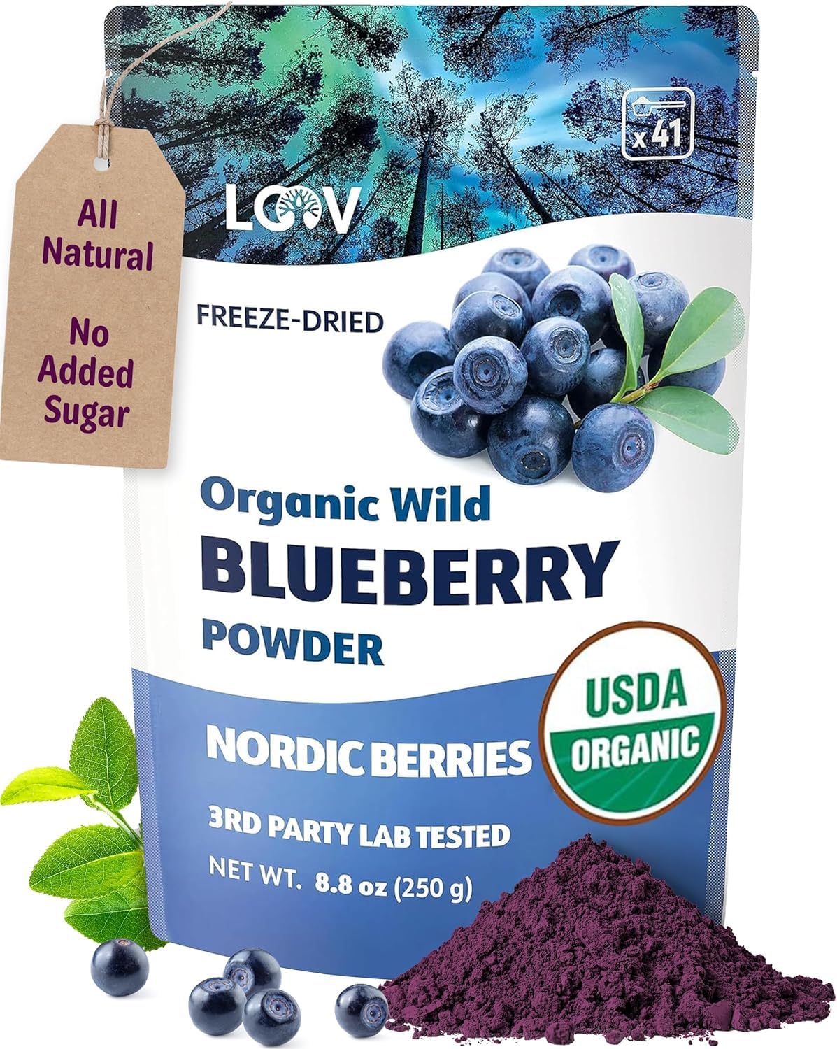 Amazon.com: LOOV Organic Wild Blueberry Powder - 41-Day Supply